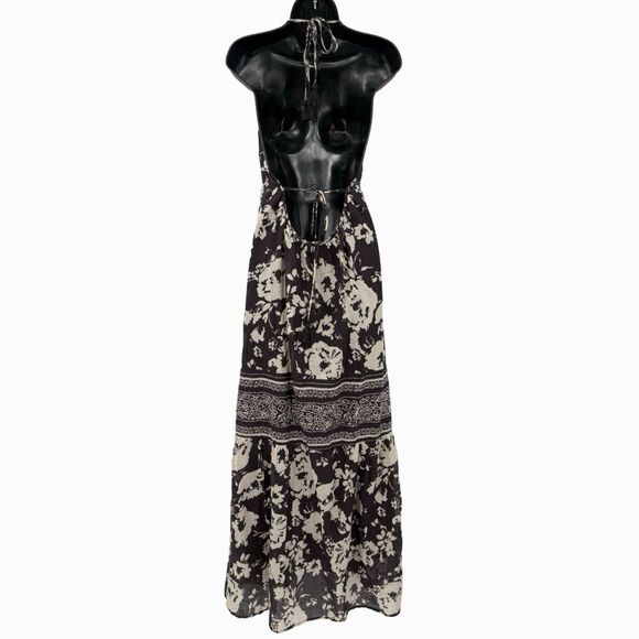 ba&sh Downtown Floral Cotton-Gauze Halter Maxi Dress in Charcoal/Cream | XS - Picture 4 of 10